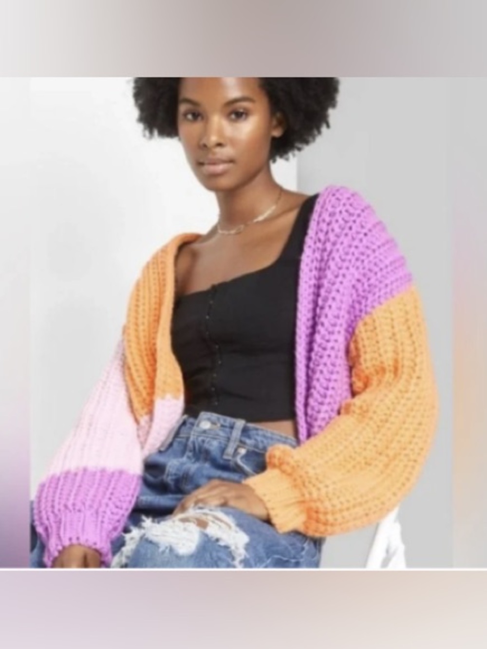 Wild Fable Chunky Knit Colorblock Oversized Cardigan Like New Medium